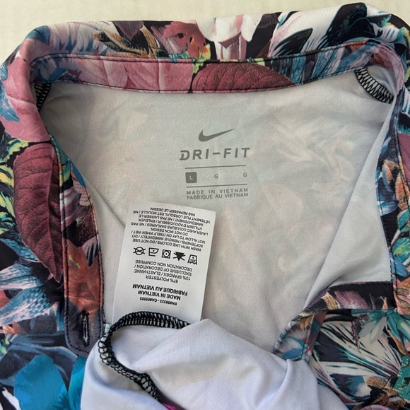 Nike Dri Fit Blue Pink floral Sleeveless Polo golf Tank Top Sz-L. H18 - Picture 8 of 10